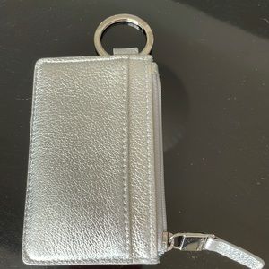 Brand new Tiffany silver leather key chain wallet.